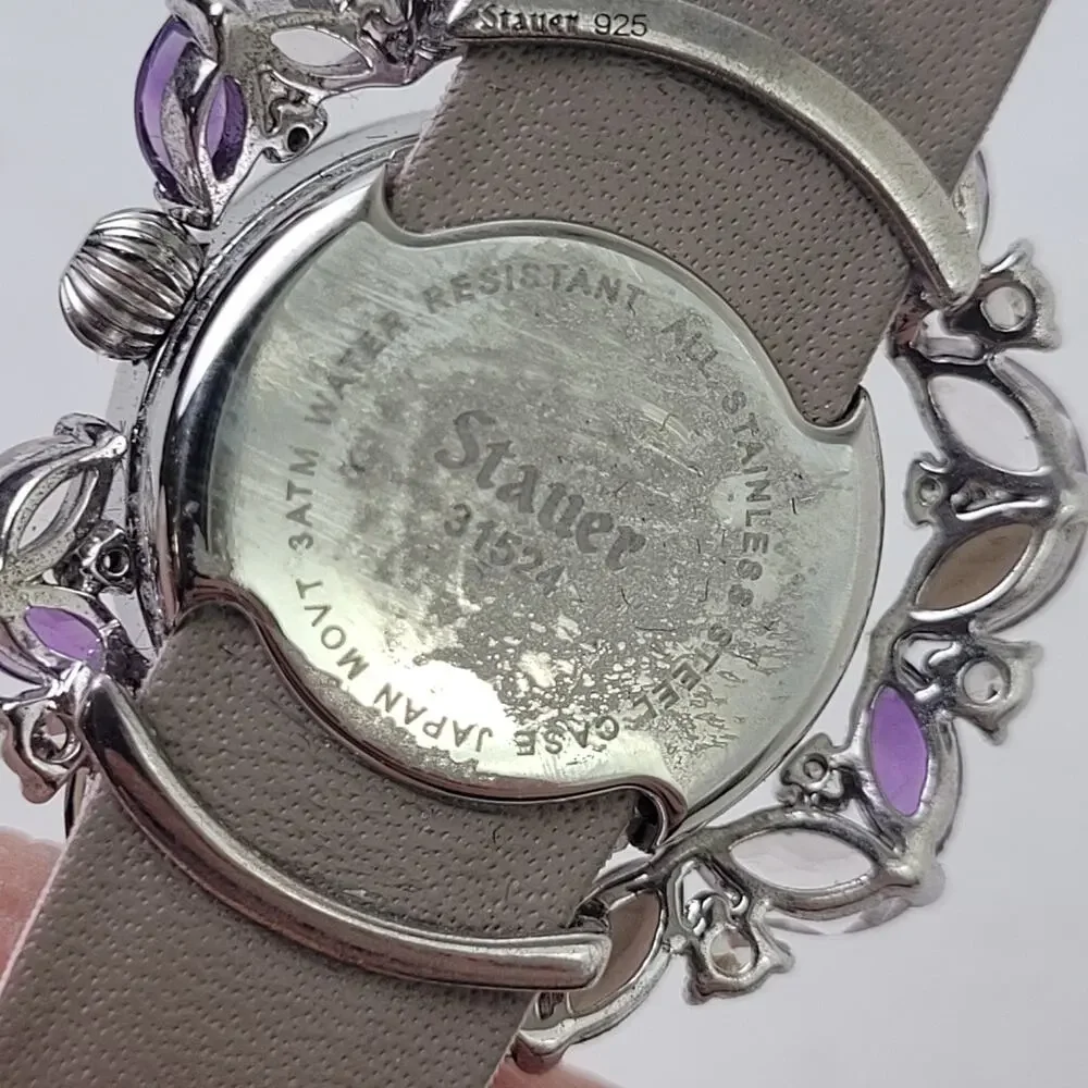 Stauer Fleur de Amethyst Women's Watch Pink Band Authentic Stones - Picture 6 of 9